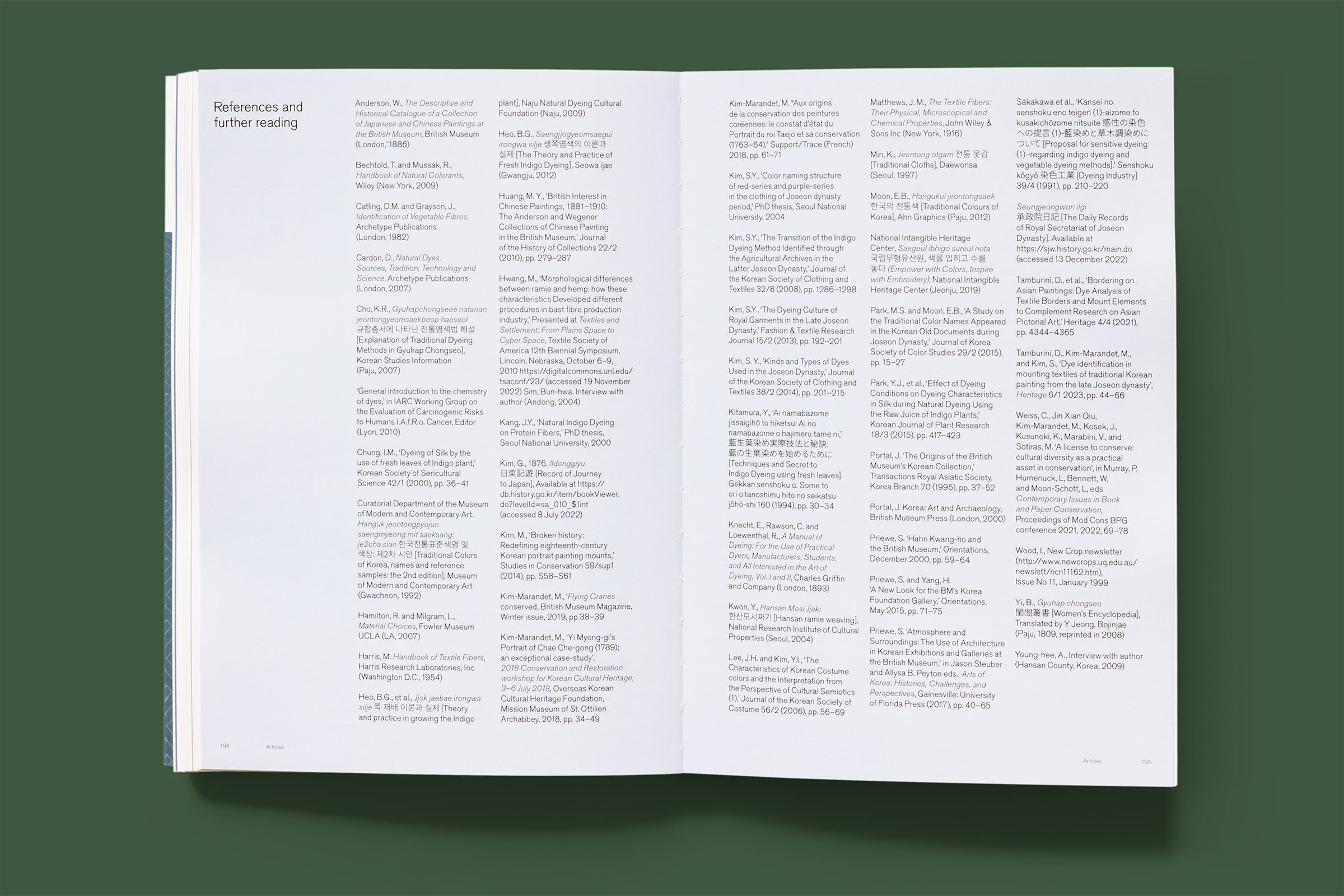 Top-down photo of the bibliography spread